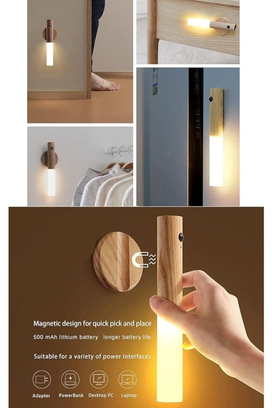Smart Motion Sensor LED Wall Light – Wooden