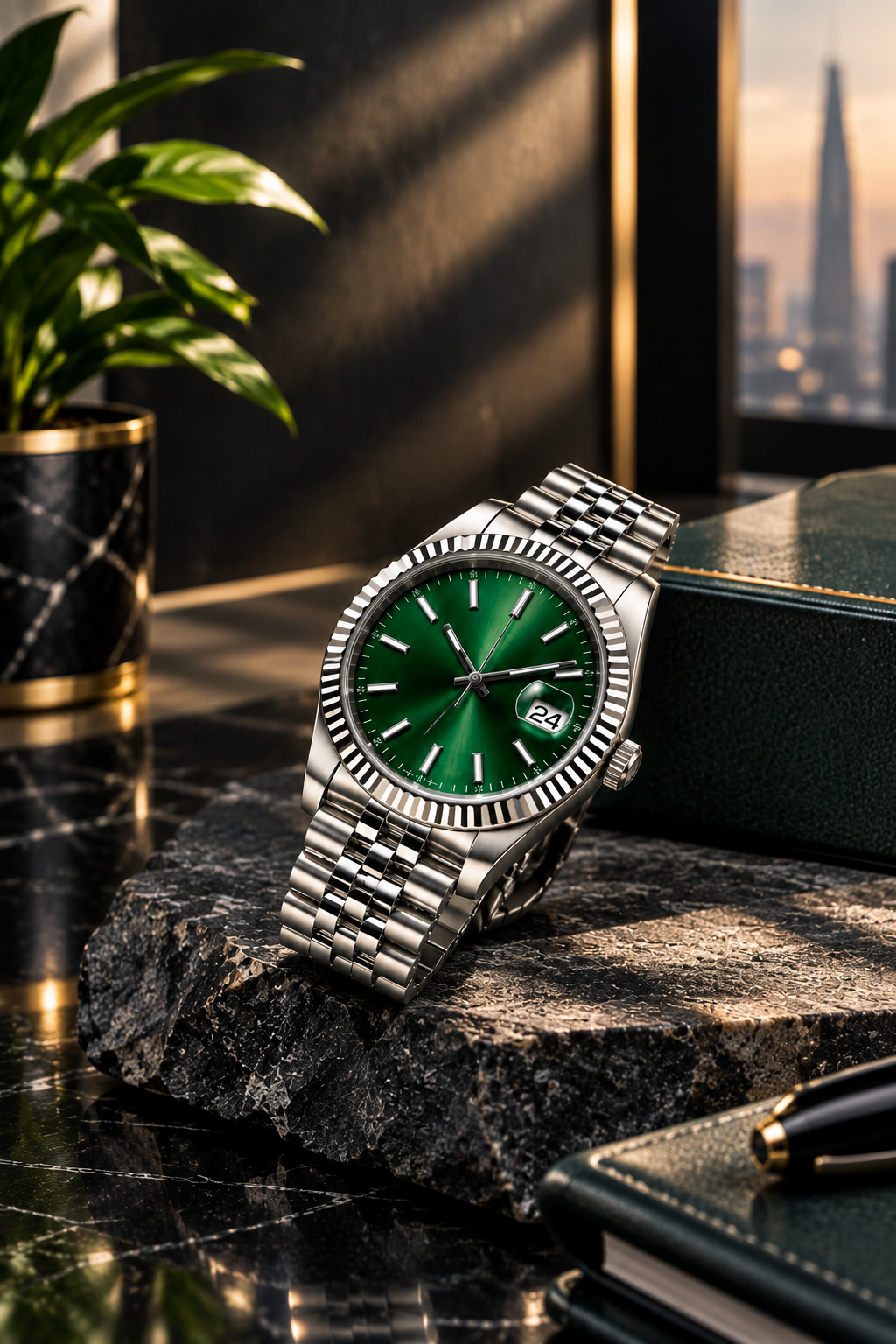Rolex Datejust Green Dial Silver Stainless Steel Men's Watch