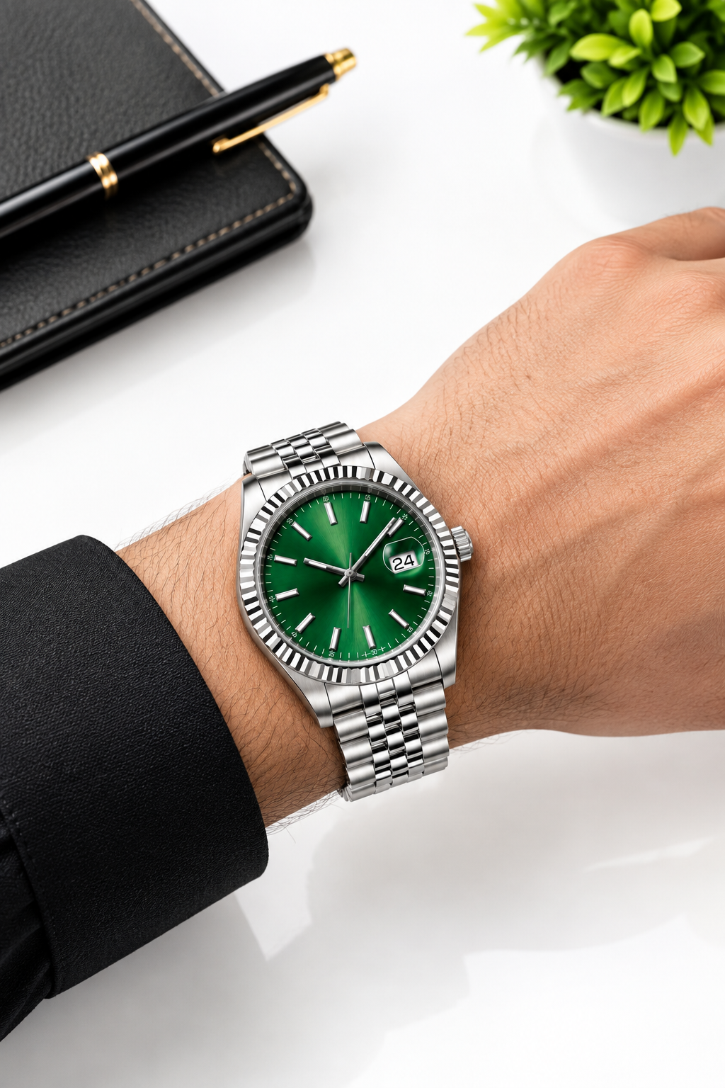 Rolex Datejust Green Dial Silver Stainless Steel Men's Watch