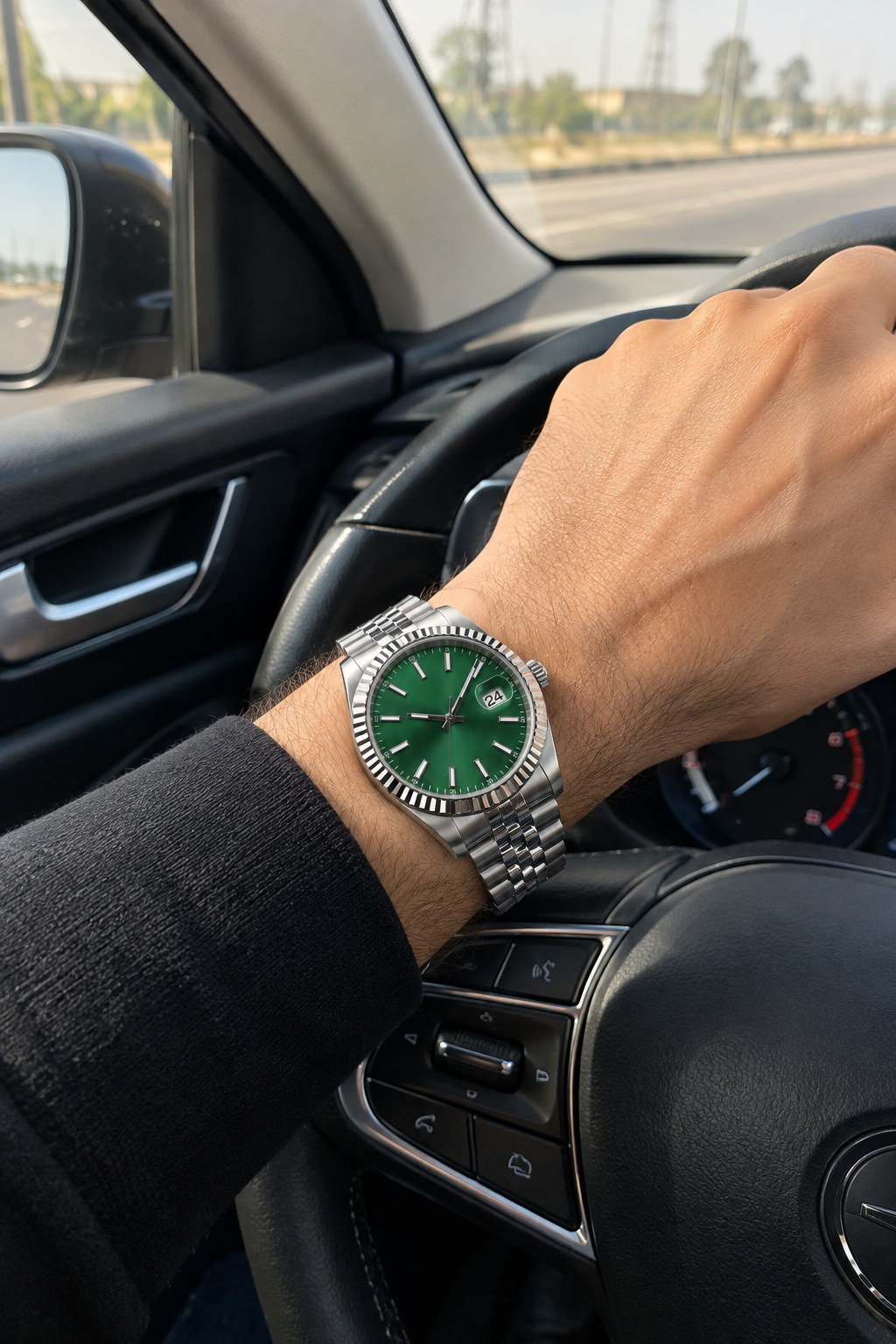 Rolex Datejust Green Dial Silver Stainless Steel Men's Watch