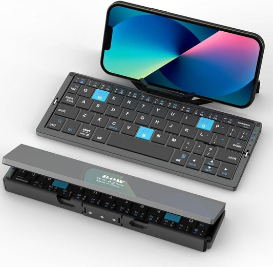 Foldable Bluetooth Keyboard with Magnetic Phone Stand
