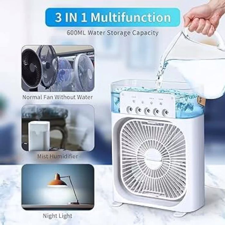 Portable Air Conditioner Mist Fan Big Size 3-in-1 Mini AC Fan for Room Air Cooler with Ice
