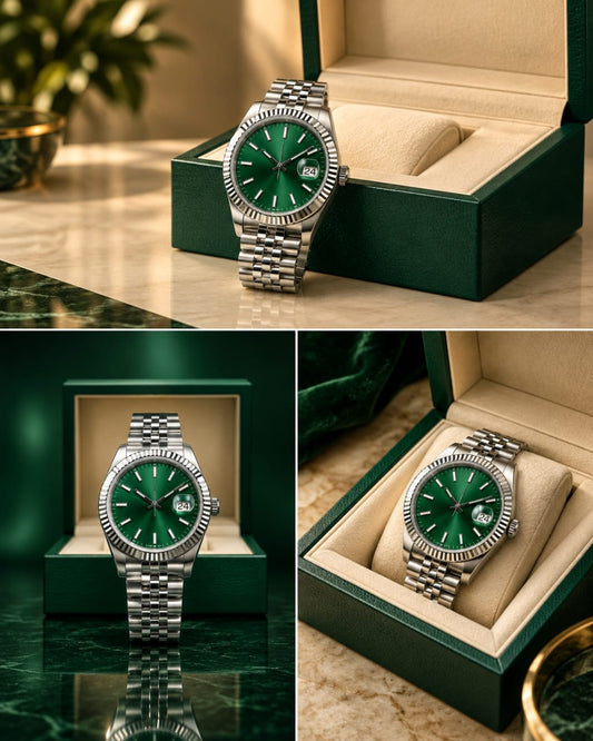 Rolex Datejust Green Dial Silver Stainless Steel Men's Watch