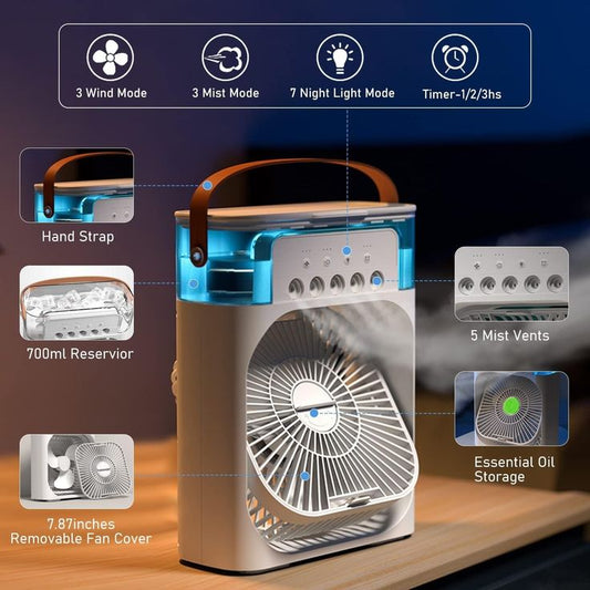 Portable Air Conditioner Mist Fan Big Size 3-in-1 Mini AC Fan for Room Air Cooler with Ice
